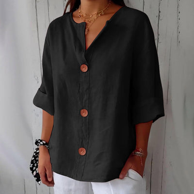 Noora™ | Relaxed Linen Blouse for Timeless Elegance