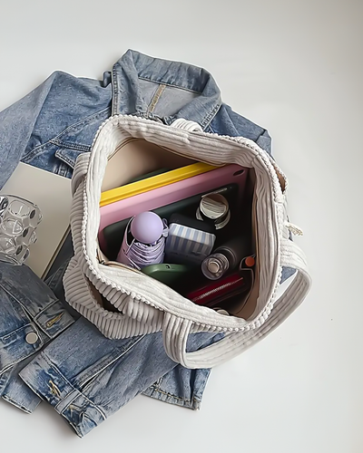 Tilda – Textured tote bag with drawstring detail