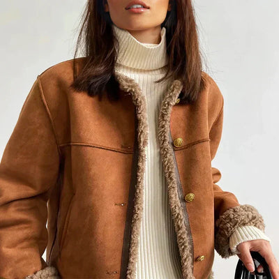 Rosalie™ - Sheepskin Leather Button Jacket