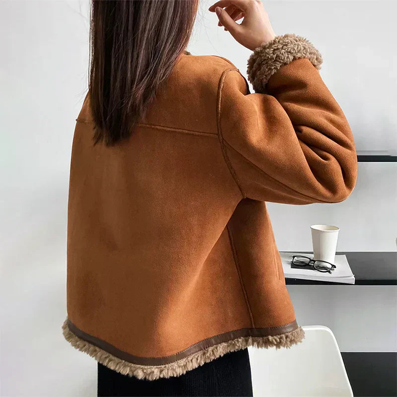 Rosalie™ - Sheepskin Leather Button Jacket