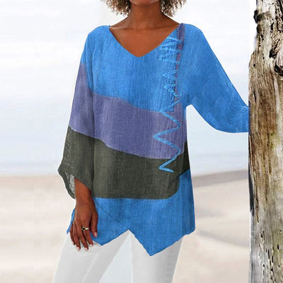 Hélène™ | Artistic V-Neck Tunic – Creative, Airy & Stylish