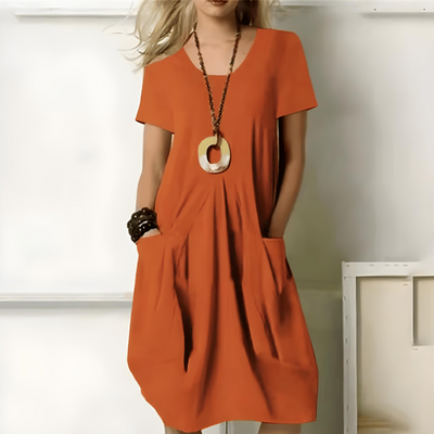 Adele - Elegant Cotton Dress with Tummy Control